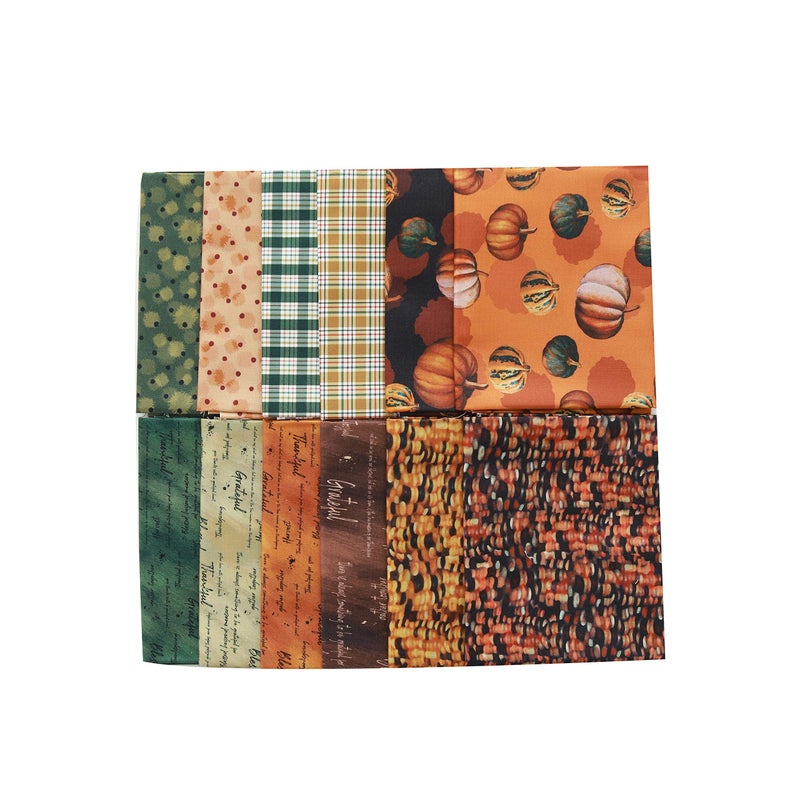 COTTONVILL EMANON Collection 20COUNT Cotton Print Fabric (Quarter 12pcs+1full Panel, Pumpkins Harvest FAL) - Image 4